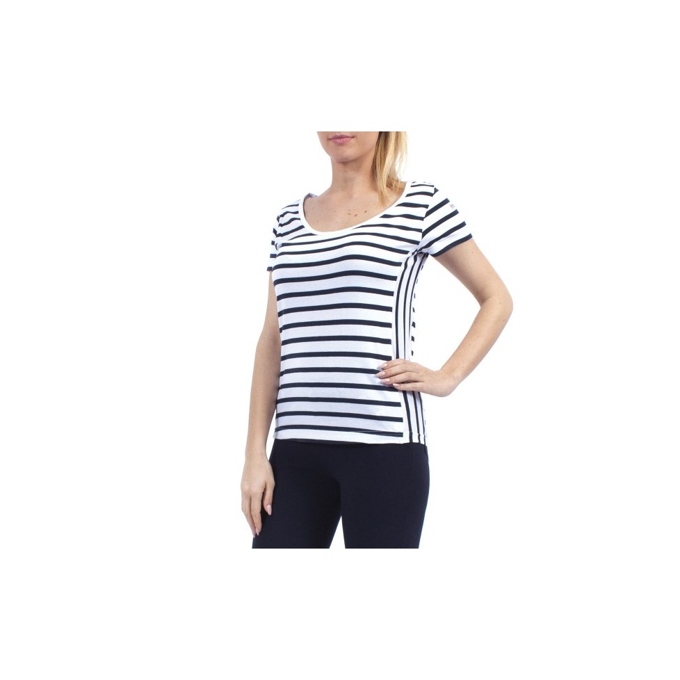 blue white striped t shirt women's