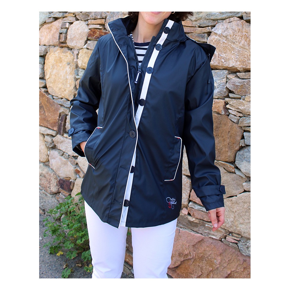 WOMEN'S NAVY BLUE RAINCOAT 